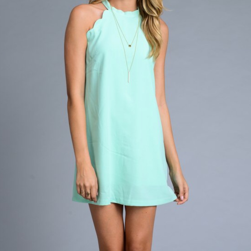 Vanilla Bay Scalloped Dress - mint